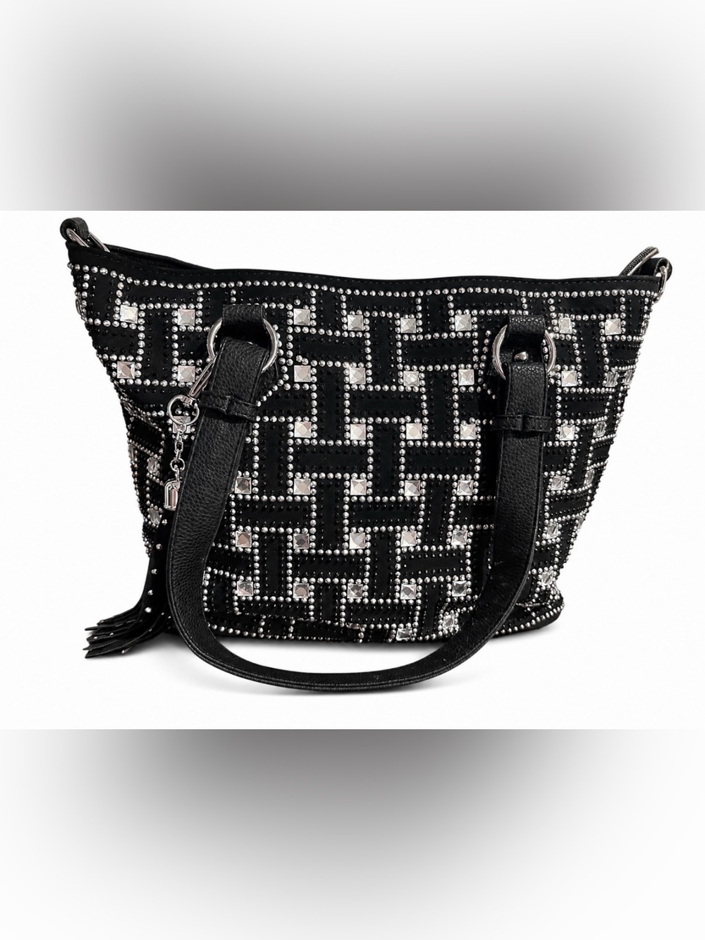 Bedazzled Black Leather Purse